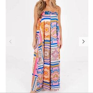 The Impeccable Pig Strapless Scarf print Jumpsuit